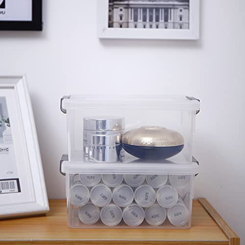 Image of Citylife 1.3 QT 6 Pack Small Storage Bins Plastic Storage Container Stackable Box with Lids for Organizing, Clear White