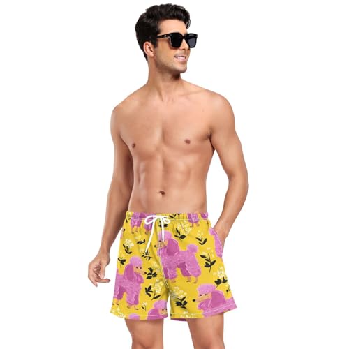 Poodle Spring Flower Men's Swim Trunks with Liner Quick Dry Beach Shorts Swimwear Bathing Suit S-XXL3