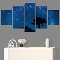 SIGNWIN 5 Panel Canvas Wall Art Modern Art Astronomy & Space Cosmic Decorative Elements Dramatic Multicolor Photography for Home Decorations Ready to Hang - 60