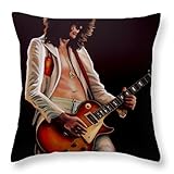 Cutaway Jimmy Page in Led Zeppelin Painting Throw Pillow Covers for Couch Bed Sofa Farmhouse Decoration 18 x 18 Inch/45 x 45 cm