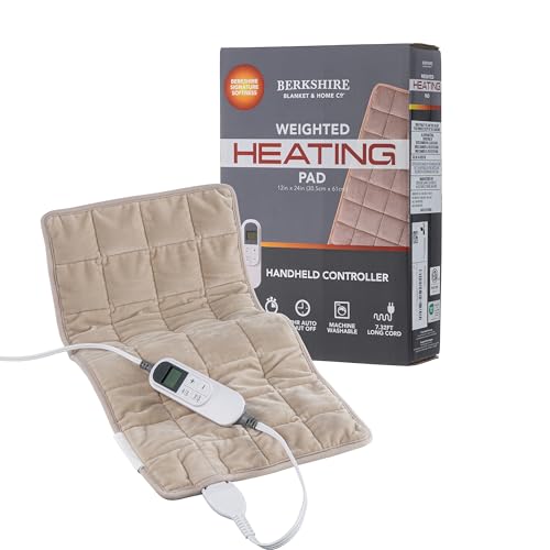 Image of Berkshire Blanket Weighted Heating Pad - 12 inchx24 inch Electric Heat Wrap with 10 Heat Settings & Auto Shut Off - Soothing Heat Wrap for Back, Neck, Shoulders, Legs, Abdomen - Machine Washable & Portable