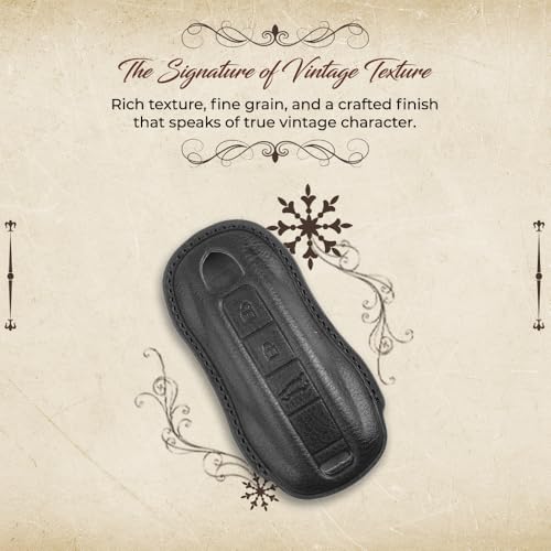 Image of keyzone dual leather key cover for Porsche 911, Cayenne, Panamera, Taycan 3 button smart key