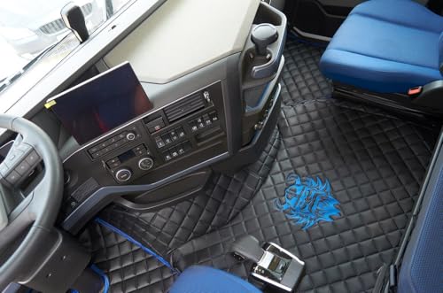 Tapis de sol Volvo FH5 camion accessoire cabine deux sièges gonflables noir bleu