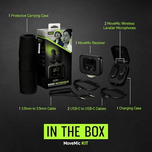 image for Shure MoveMic Two Kit - Pro Wireless Lavalier Microphones with Camera 