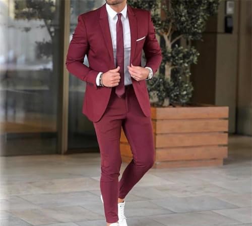 Men Slim Fit Groom Tuxedo Business Wedding Blazer and Pants Suit Two Piece Set Formal Party Outfit3