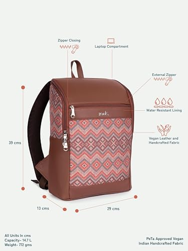 Image of ZOUK Amalia Unisex Vegan Leather Laptop Backpack (Large) | Stylish Office & Travel Backpack for Men & Women | Fits 15-inch Laptop |
