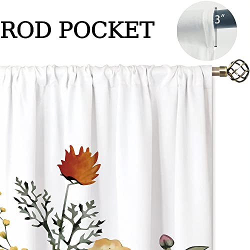 Oolygoo Rustic Floral Kitchen Curtains Vintage Red Flower Small Window Treatment Spring Wildflower Rod Pocket Cafe Short Window Curtains For Bathroom Dining Room Botanical Tier Drapes 27.5X39 Inch #TOP4