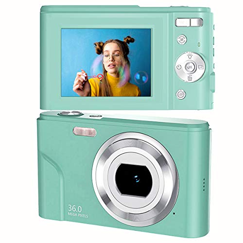 toberto Digital Camera, 1080P HD Vlogging LCD Mini Camera with 16X Zoom 36MP Digital Point and Shoot Camera Video Camera, for Kids Students Beginners Beauty Face (Green)