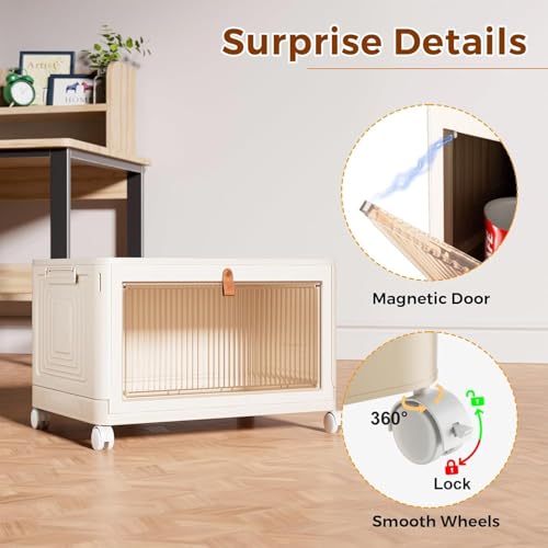 Image of LUHI Multi-Purpose Organizer | Modular Storage Box for Clothes, Kitchen, Bedroom & Living Room | Stackable Rack, Space-Saving Wardrobe Cabinet (Beige, 1-Layer)