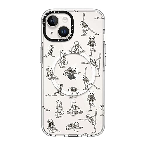 Coque transparente iPhone 14 Magsafe yoga squelette blanc