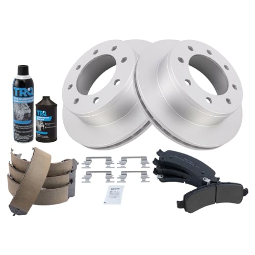 Image of TRQ Rear Brake Pad & Rotor Kit Premium G-Coated Semi-Metallic Compatible with 2008-2016 GMC Savana 3500