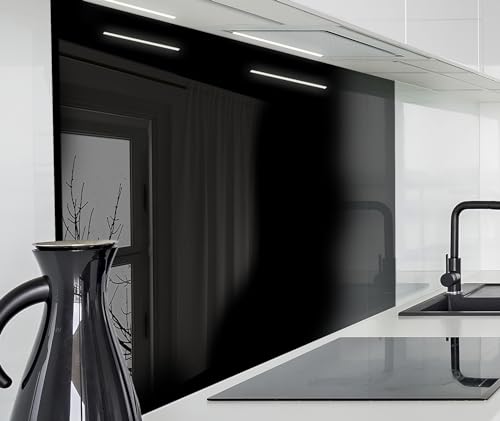 timalo Herd Spritzschutz Wand Platte Spüle, Küche Küchenrückwand Glasoptik | Acryl Glas 2mm | Glasrückwand Acrylglas Rückwandschutz Uni unifarben einfarbig | 60x40cm Pure Black, Schwarz