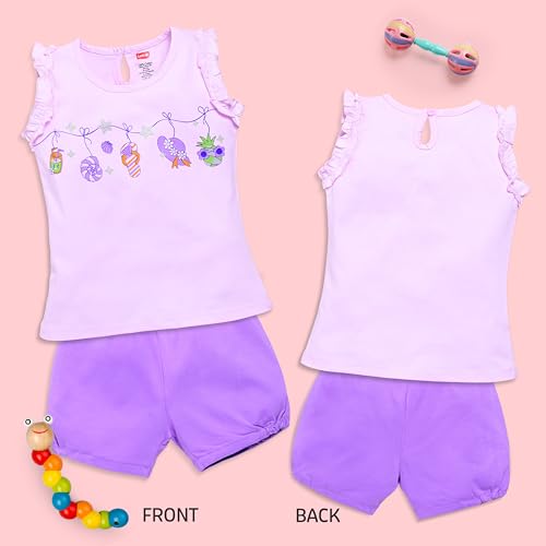 Image of LuvLap Baby Girls 100% Cotton Sleeveless Girls Top & Shorts Sets Pack of 3