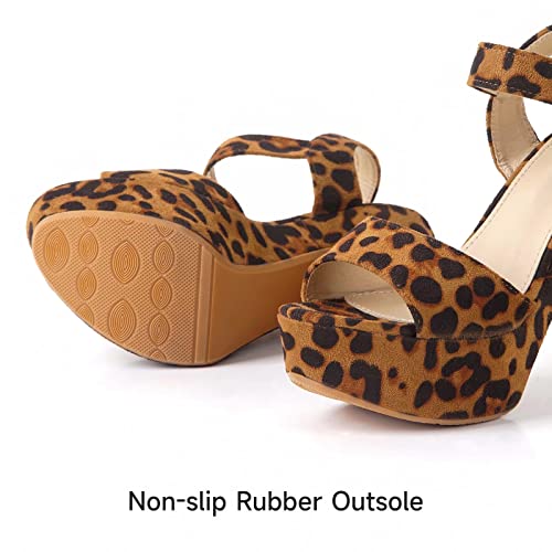Musshoe Platform Heels Chunky Heels For Women High Heels Sandals Leopard 9 #TOP3