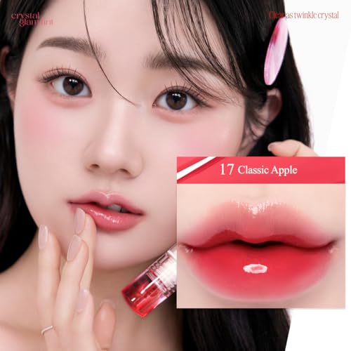 Image of CLIO Crystal Glam Tint, Glossy Lip Tint with Glass-Like Shine, Lightweight Buildable Lip Stain, Long-Lasting Pigmented Color, Non-Sticky, Korean Lip Tint, Safe for Sensitive Lips (017 CLASSIC APPLE)
