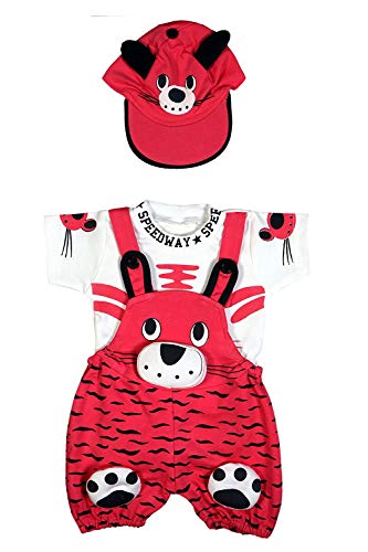 Image of Baby Boy's And Baby Girl's Dungaree Set /Romper Set with T-Shirt And Cap