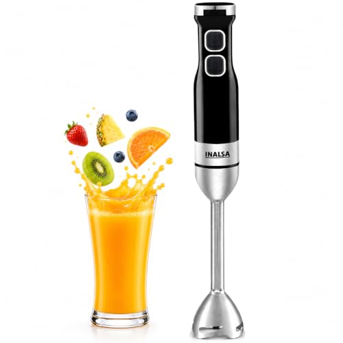 INALSA Hand Blender Mixer|1350W Pure Copper Motor|Low Noise|20 Speed Control with Digital Display|Turbo Function|BPA Free|Anti-Splash|Stainless Steel Rod & Blades|2 Yr Warranty,Robot Inox 1350 S