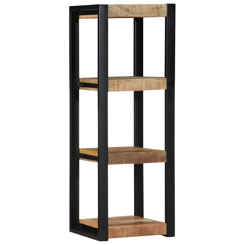 Wandregal aus rauem massivem Mangoholz 35x35x100 cm platzsparend für Wohnzimmer Schlafzimmer Büro mit Stauraum und moderner rustikaler Optik