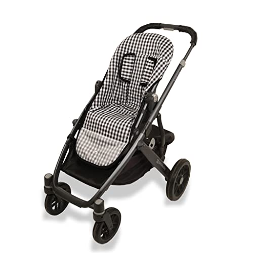 Tititnins® - Funda Colchoneta Verano para Uppbaby Vista/Cruz V2 VICHY G NEGRO - Acolchado Transpirable- (100% Algodón)