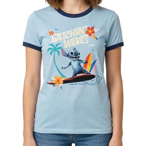 Image of Disney Lilo & Stitch Juniors Graphic T-Shirt - Stitch Tee for Women, Short Sleeve, Sizes XXS-3XL