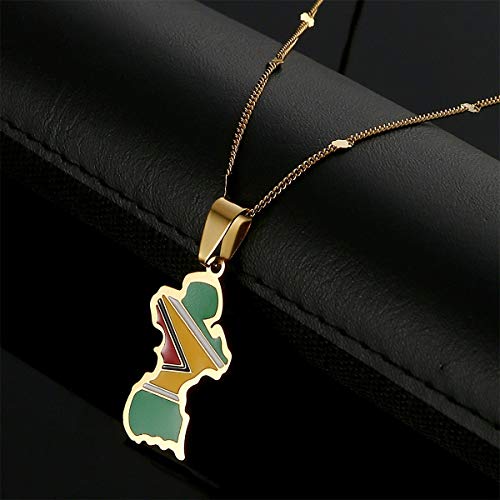 Stainless Steel Guyana Map Flag Pendant Necklace Guayana Charm Jewelry3