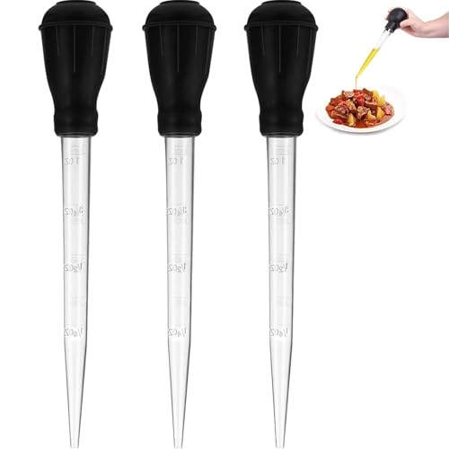 3 PCS Turkey Baster Baster For Cooking Large Pipette With Measurement Scale Basting Syringe Meat Injector Syringe For Food Grade Meat Baster For Turkey Chicken BBQ Kitchen Cooking And Aquarium Use