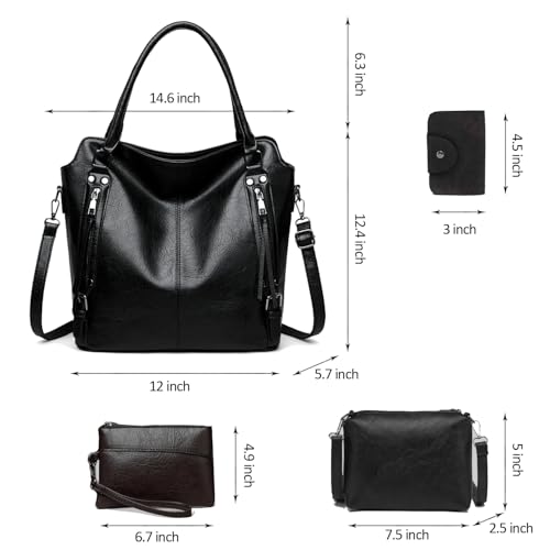 Image of 2E-youth Purses for Women Large Tote Women's Handbag Set Faux Leather Hobo Crossbody Bag 4pcs
