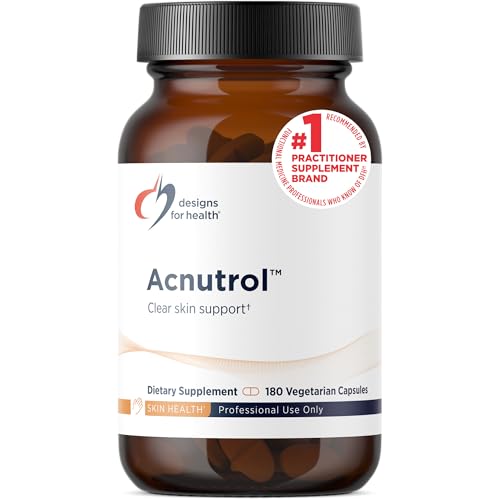 Designs for Health Acnutrol Clear Skin Support Pills - Pantothenic Acid + 50000 IU Vitamin A Vitamins D + E Carnitine + Minerals - Non-GMO + Soy Free Oral Supplement (180 Capsules)