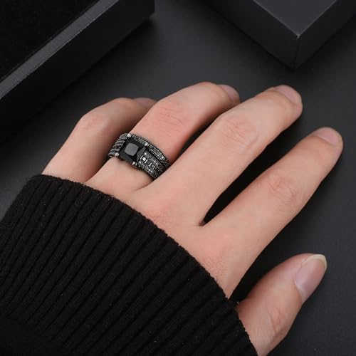Liza Black Wedding Ring Set for Women by Ginger Lyne | Gothic Cubic Zirconia Simulated Black Diamond Engagement Ring for Her | Half Eternity Wedding Band for Women | Bridal Jewelry for Modern Bride4