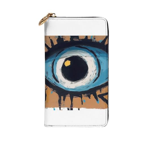 Womens Wallet Leather Slim Wallet Long Card Holder Case Zip Clutch Evil Eye Travel Purse3