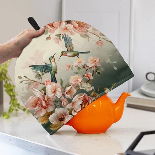 Image of Hudotybom Cute Hummingbird Tea Cozy for Teapot Insulated Large Teapot Cover to Keep Warm Tea Kettle Cover Machine Washable Coffee Pot Cloth Covers Kitchen Home Decorations for Housewife Mom