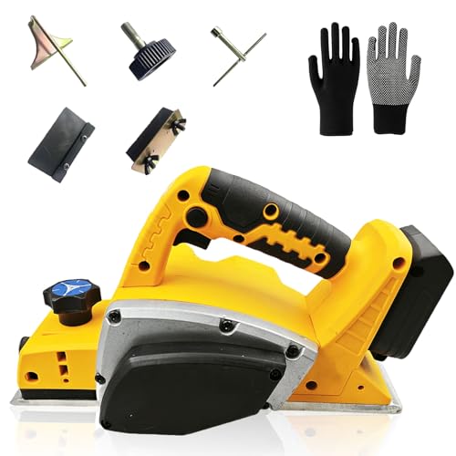 Cordless Handheld Planer for Dewalt 20V Battery, 15000 RPM Power Wood Planer 82MM Cut Width 2MM Cut Depth Brushless Motor Power Planer for Wood Chamfer Carpenter Home DIY Woodworking Tool (No Battery)