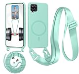 Beajew Funda con Cuerda para Samsung Galaxy A12 5G, Verde Menta