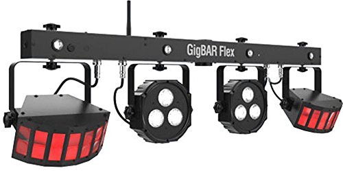 CHAUVET DJ GigBAR Flex 3-in-1 Pack-n-Go LED Lighting Effect System w/2 LED Derbys, LED Quad-color Pars, and Strobes