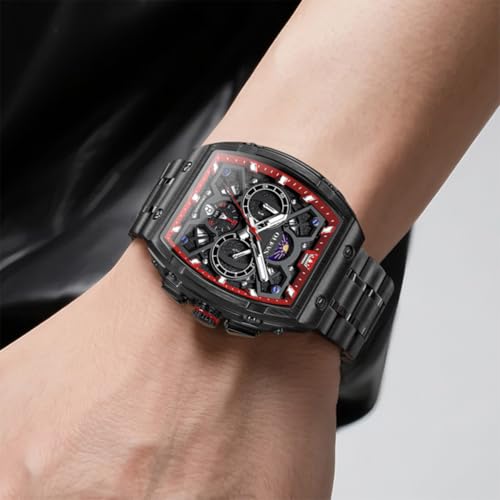 Image of OLEVS Mens Watches Original Chronograph Analog Quartz Watch Multifunction Waterproof Calendar Silicon Strap Fashion Square Watch for Man