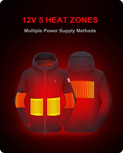 Dewbu Heated Jacket Polar Fleece With 12V Battery Pack Soft Fleece Electric Heating Hoodie For Men, Black, Xl #TOP1