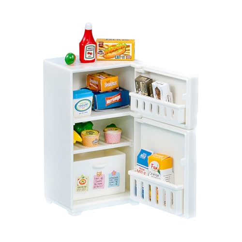 ZORVYN Miniatura-Frigorifero,17pcs Miniatura Dollhouse Accessori,Miniature Oggetti Cucina in Cibo, Cucina
