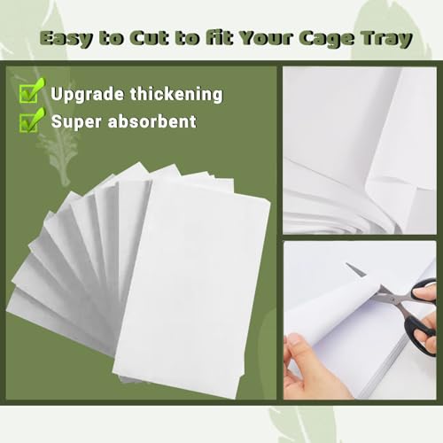 Image of ZIQON 120 Pcs Bird Cage Liner Papers Big Size Cage Paper Liners Disposable Cage Paper Liners Precut Absorbent Cushion Pad Mat Accessories for Pet Bird Parrot