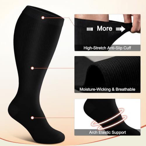 Image of Graduated Copper Compression Socks for Women Men Circulation 20-30mmhg-Best Support for Running,Nursing,Hiking