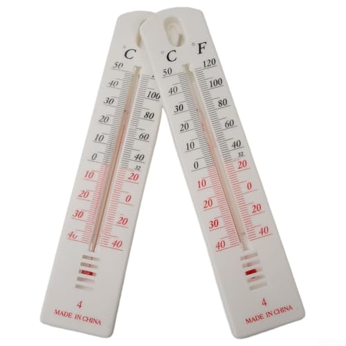 Honseadek Wand-, Büro-, Innen- und Außenbereich, Dual-Skala, Celsius, Fahrenheit, Thermometer, Gewächshausbeständig, Garten, wetterfest, rostfrei, für einfache Montage (2 Stück) Honseadek Wand-, Büro-, Innen- und Außenbereich, Dual-Skala, Celsius, Fahrenheit, Thermometer, Gewächshausbeständig, Garten, wetterfest, rostfrei, für einfache Montage (2 Stück)