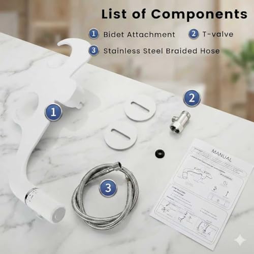 Image of Ultra-Slim Bidet Toilet Attachment, Self-Cleaning Retractable Dual Nozzle (Rear & Feminine Wash), Non-Electric Bidet for Toilet with Adjustable Water Pressure, No Seat Gap, Easy DIY Install (White)
