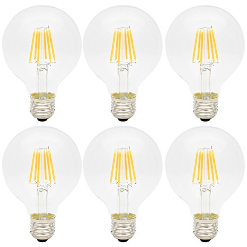6X E27 Bombillas Vintage Edison G80 6W Bombilla Edison Blanco Cálido 420LM Sustitución del Incandescente LED Retro AC85-265V