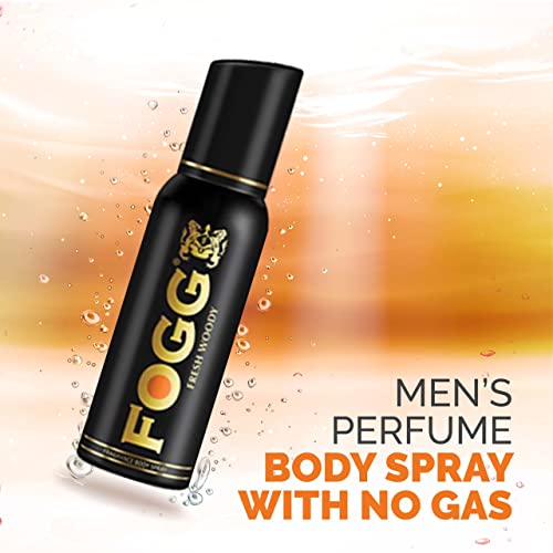 Fogg Fresh Woody Premium No Gas Deodorant for Men, Long-Lasting Perfume Body Spray, 120 ml