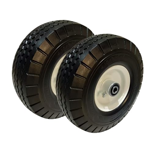 Flat Free 10" Solid Tire with 1/2" Axle Bore (Set of 2)