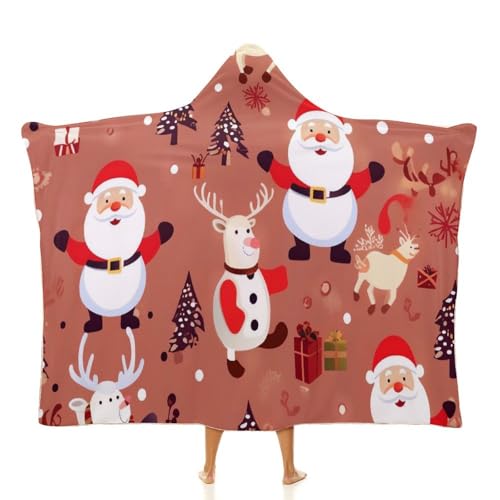 Couverture à capuche Père Noël en peluche pour stopper le froid à la maison