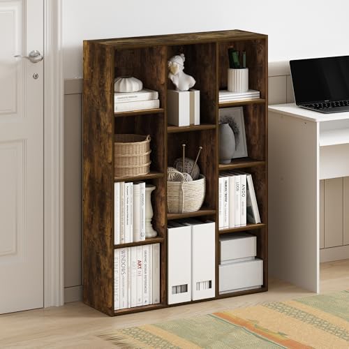 Image of Furinno LUDER Book Shelf, 11-Cube Bookshelf, Reversible Bookcase, 9.4 x 29.1 x 41.7, Easy Assembly, for Living Room, Bedroom, Home Office, Amber Pine