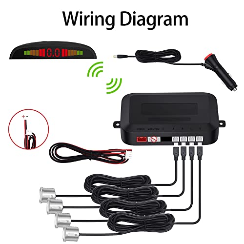 Image of EKYLIN - Wireless Car Parking Sensor, Reverse Radar System with 4 Parking Sensors, Wireless LED Distance Display with Sound Warning + 4 Sensors