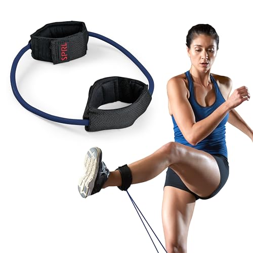 Image of SPRI Xercuff Leg Resistance Band Exercise Cord with Non-Slip Padded Ankle Cuffs (All Bands Sold Separately) Portable for the Gym or At Home Workout Equipment