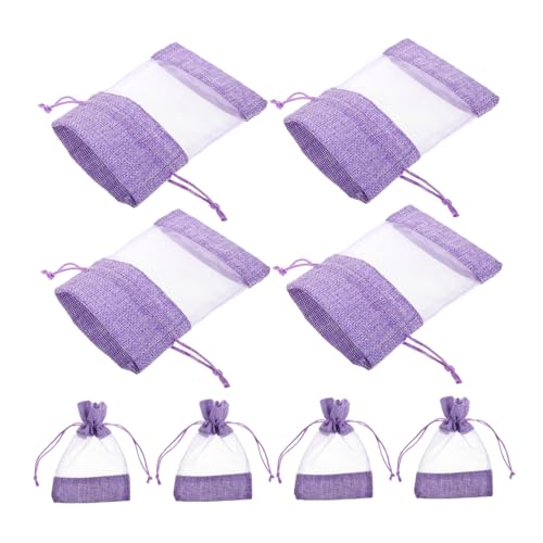 Bolsas de Tela de Lino con Cordón 10 pcs Morado miniatura 1