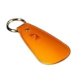 [アム デ マス] 靴べら 栃木レザー 本革 日本製 シューホーン 携帯用 メンズ ハンドメイド 金メッキ リング SH-005 (キャメル)